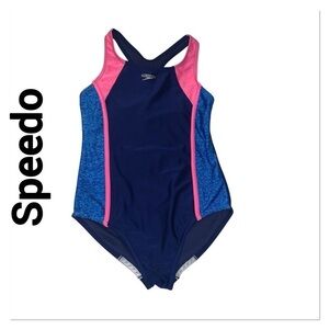 SPEEDO Blue & Pink Racerback Swimsuit size large